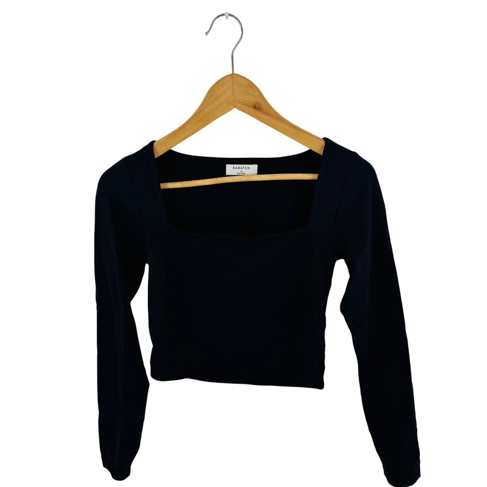 Babaton Black Contour Squareneck Size M Crop Top Minimalist Clean Girl Modern